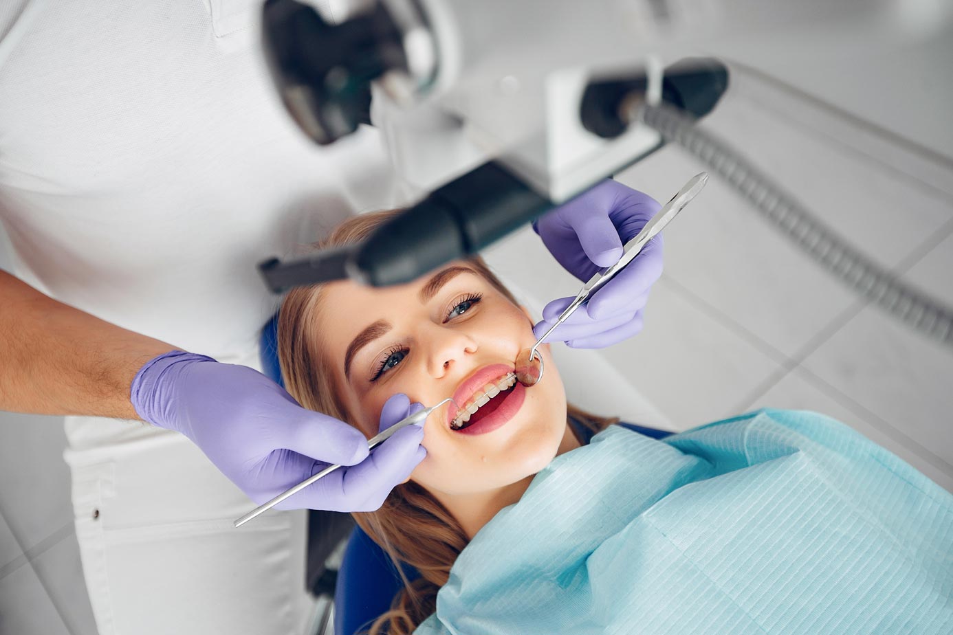 Girl in dentists chair