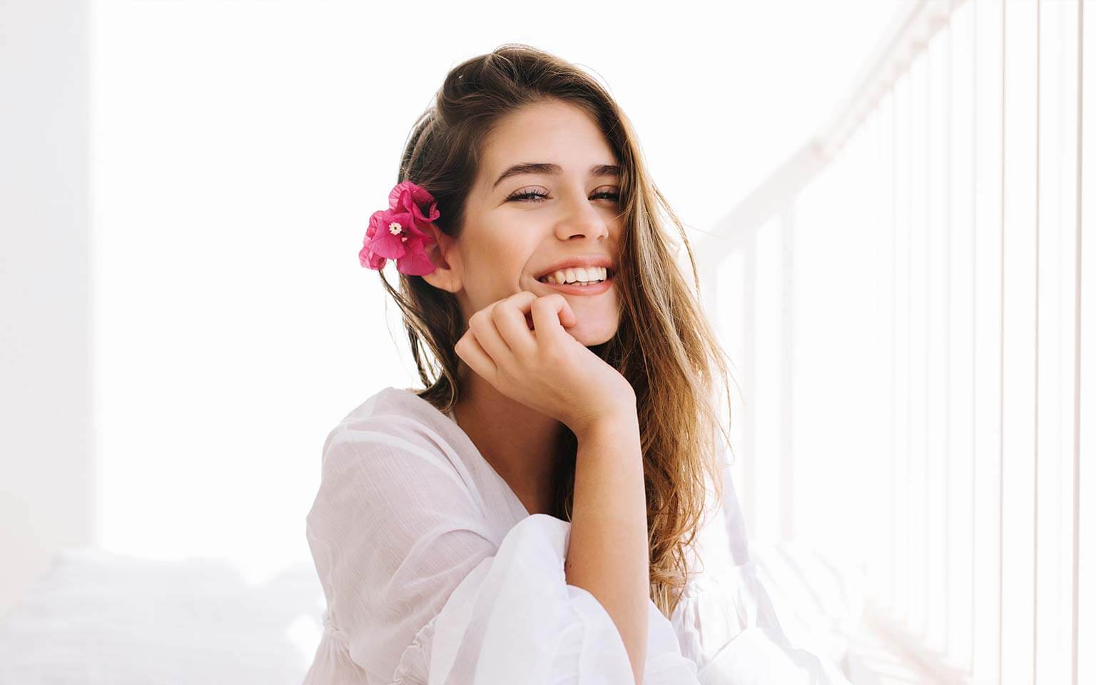 Young woman with smooth chin